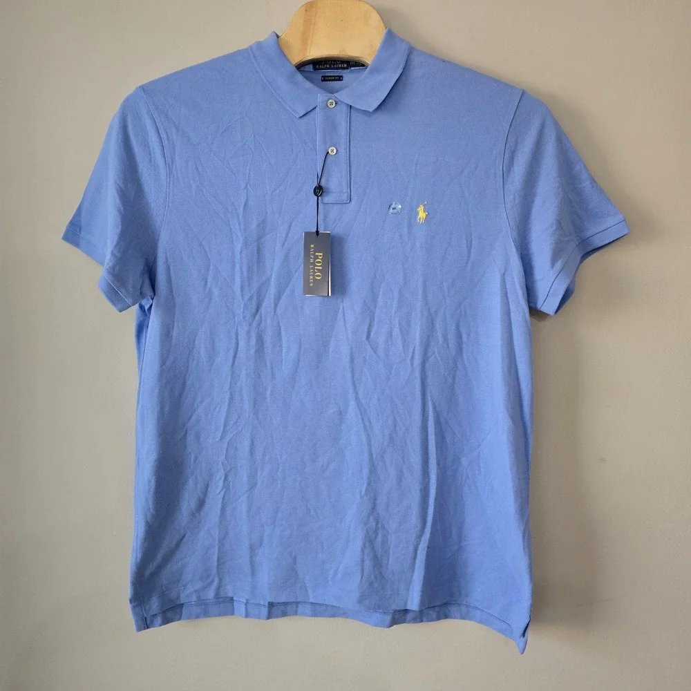 Polo Ralph Lauren Mens XXL Classic Fit Light Blue Cotton Mesh Polo Shirt NWT